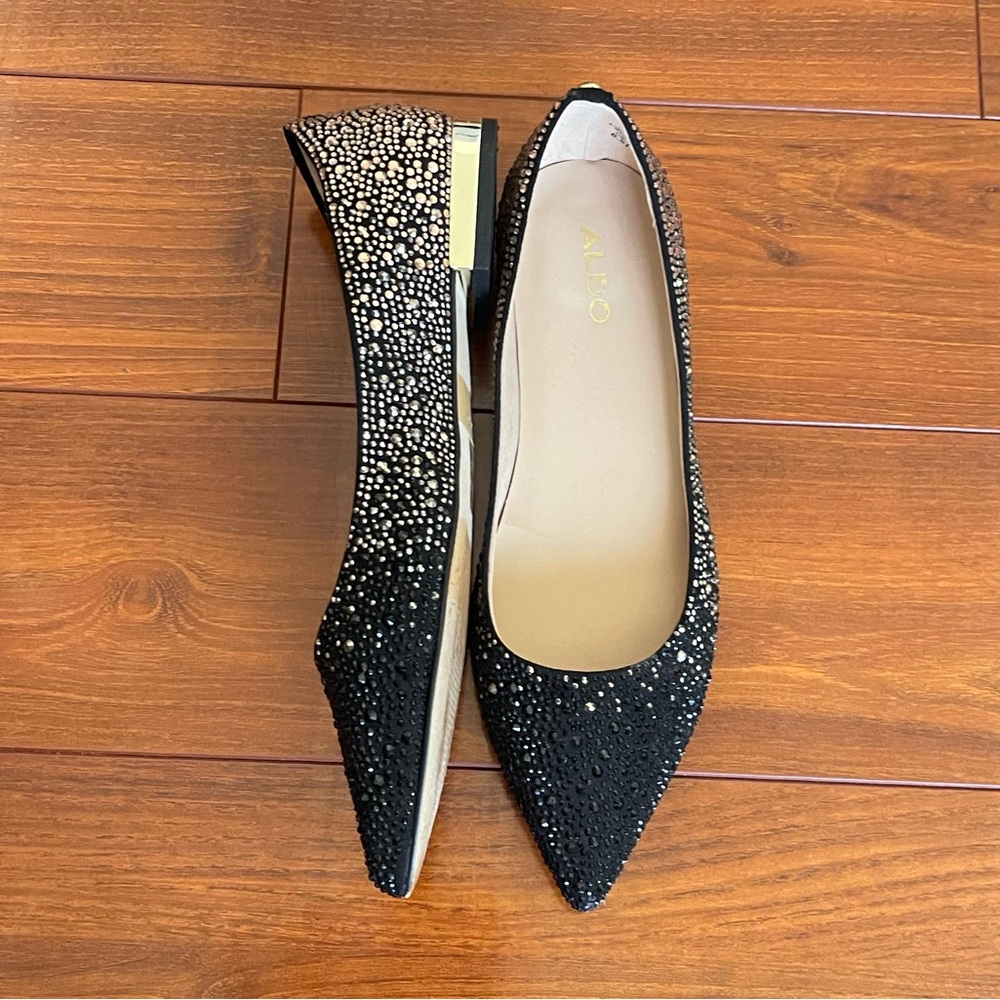 Aldo Black Glitter Flats